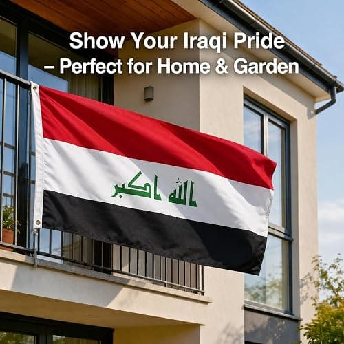 Iraq Flag 5ft x 3ft with Brass Eyelets – Polyester Iraqi Flag Banner for FIFA World Cup Football Matches, Fan Zones, Home & Garden Display thumbnail 4