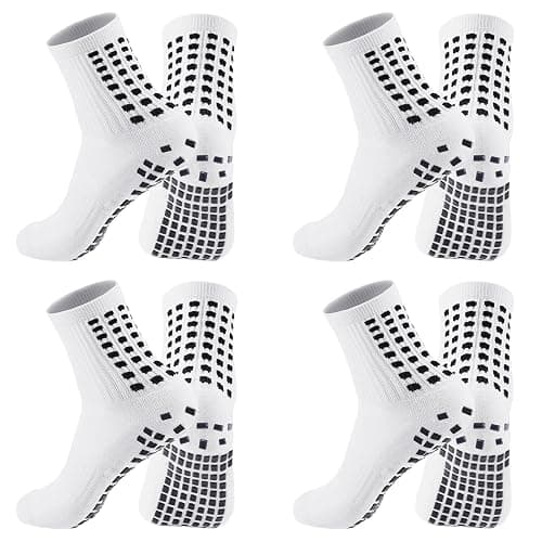 Elfcool Soccer Socks with Grip, 6 Pairs Non-Slip Pads Athletic Grip Soccer Socks for Men Women - One Size - 4 Pairs-white - Image 1