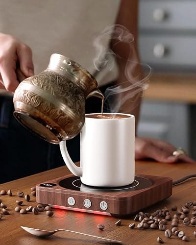 House Gem Mug Warmer - 36W Coffee Mug Warmer for Desk with Temperature Display, 2-12Hrs Auto Shut Off, Smart Candle Warmer - Ideal Coffee Gifts Accessories Keep Beverages Coffee Warmer (Wood) thumbnail 2