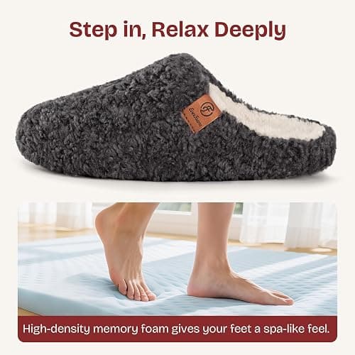 EverFoams Women's Fuzzy Slip-on Slippers Soft Comfy Memory Foam Indoor House Shoes thumbnail 4