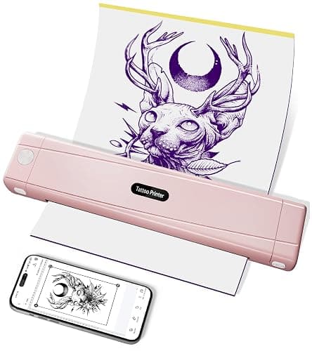 TATTMUSE 2025 New Version Tattoo Stencil Printer with 10pcs Transfer Paper, Wireless Thermal Tattoo Transfer Printer, Bluetooth Portable Tattoo Machine Compatible with Smartphone & Pad, Pink - Image 1