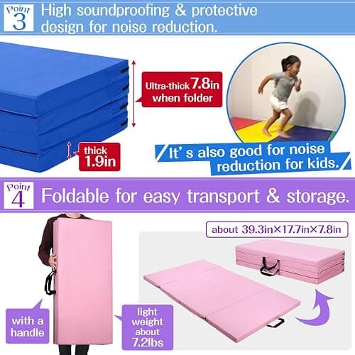 KaRaDaStyle Gymnastics Mat Folding Stretch Mats 71"x39"x2" Exercise Muscle Training Children Play Horizontal Bar Mat Yoga Sports Soundproof Home Use thumbnail 4