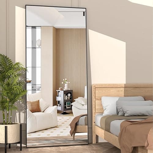 NEUWEABY Full Length Mirror 165x60 cm Floor Mirror Large Black Body Mirrors Rectangle for Bedroom Living Room Standing Hanging or Leaning Against Wall Aluminum Alloy Frame thumbnail 4