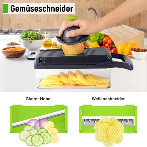 16 in 1 Vegetable Cutter, Multifunctional Vegetable Cutter, Vegetable Chopper, Dicer with 7 Interchangeable Blades, Vegetable Slicer Dicer for Slicing Fruit Vegetables, Carrot, Potato, Onion, Garlic thumbnail 6