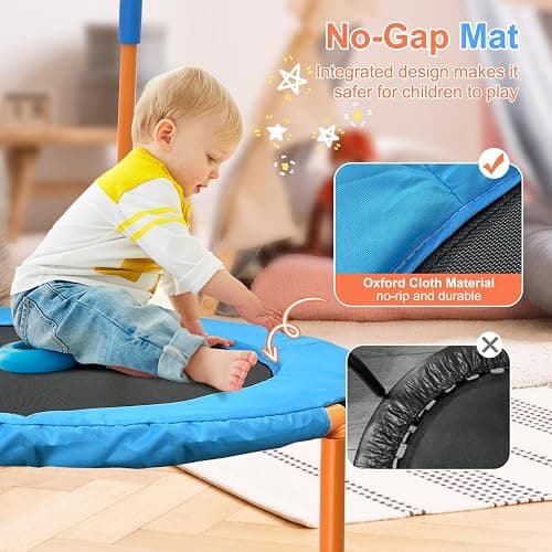 Ativafit 36inch Mini Toddler Trampoline for Kids Ages 1-6 Indoor Outdoor Folding Small Rebounder Trampoline with Foam Handle Safety Padded Cover Fun for Kids - Orange and Blue thumbnail 2