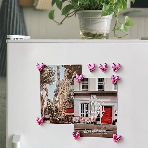 Janvelle 12PCS Refrigerator Magnets Pink Magnets for Fridge 0.83in Small Love Heart Cute Decorative Magnet Set for Home Kitchen Office Whiteboard Decor thumbnail 3