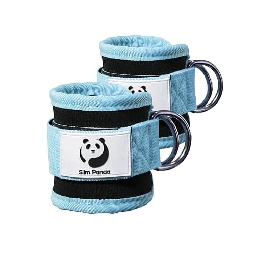 Slim Panda Ankle Straps for Cable Machine, Ankle Cuffs for Kickbacks, Glute Kickback Ankle Strap for Glute Workouts, Adjustable Leg Straps with D-Rings for Hip Abductors, Curls, Leg Extension - Image 1