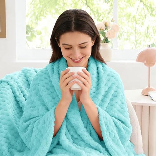 BEDELITE Aqua Throw Blanket for Couch, Soft Cozy Gifts for Women, 50 * 60 | 3D Jacquard Decorative Fleece Blanket, Super Soft Plush Throw, Cute Birthday Gift for Women & Men, Suitable for All Seasons thumbnail 4