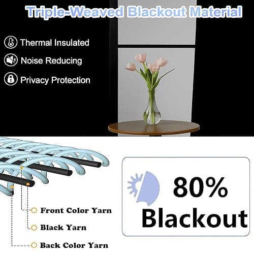 Simplebrand Halloween Black Blackout Curtains for Bedroom 63 Inch Length 2 Panels Set, Grommet Solid Thermal Insulated Black Out Curtains, Room Darkening Energy Saving Window Drapes, W40 x L63 thumbnail 4