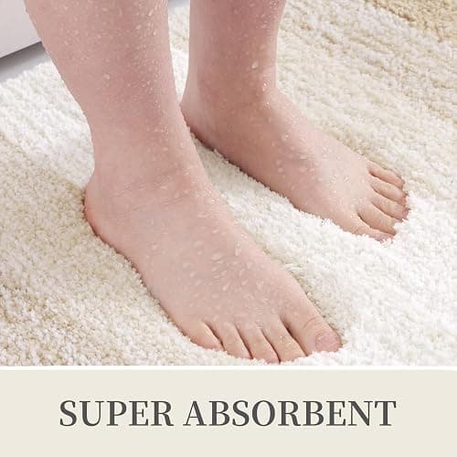 OLANLY Luxury Microfiber Bath Mat, Extra Soft and Absorbent Bathroom Mat, Non-Slip Plush Shaggy Bathroom Rug, Machine Wash Dry, Bath Rugs for Bathroom Floor, Tub and Shower, 16x24, Light Beige thumbnail 4