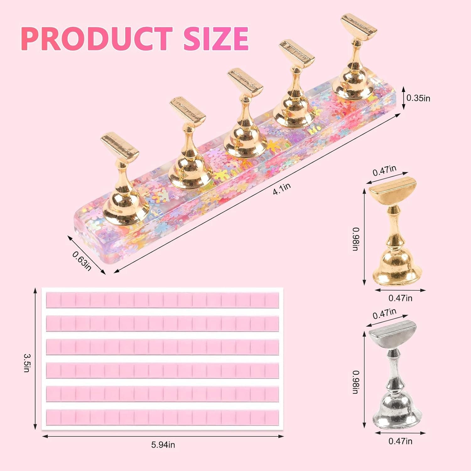 2 Sets Nail Stand for Press on Nails Display, M(agnetic Press on Nail Stand with 96 PCS Reusable Adhesive Putty, Nail Tips Practice Painting Holder for DIY Nail Art Tools thumbnail 7