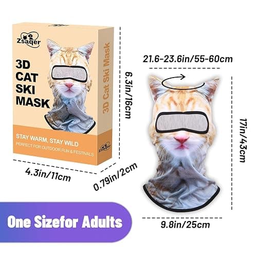 3 Pack 3D Cat Ski Mask,Shiesty Balaclava,Funny Shiesty Cat Animal Full Face Windproof Hat for Outdoor Hiking Riding One Color thumbnail 2