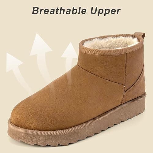 Winter Snow Boots for Women,MIni Ankle Booties Slip On,Fur Lined Warm Winter Shoes Non Slip,Comfortable Flat Boots,Botte Hiver Femme. thumbnail 6
