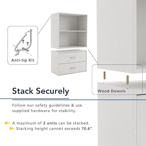 Homes: Inside + Out Apexa 4-Cube Storage Organizer Shelves, Stackable Wood Bookcase Fits Cubby Bins for Organization, Dorm Teen Room Decor & Home Office, White thumbnail 6
