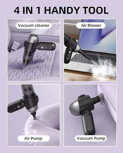 EBOSSOM 2025 Upgraded Mini Car Vacuum with 12000Pa, Portable 4-in-1 Blowing and Suction Function, Mini Vacuum Cleaner Air Duster Suitable for Quick Cleaning of Small Areas, Car, Office, Home, PC thumbnail 4