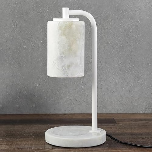 Marble Candle Warmer Lamp with Timer & Dimmer- Flameless Wax Melt Warmer, Electric Candles Warmer, Unique Textured Table Lamp for Jar Candles, Elegant Home & Bedroom Decor, Perfect Housewarming Gift