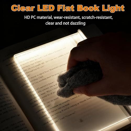 Rtettoa Avera Book Light - Rechargeable LED Reading Flat Clip on Night Light with 3 Colors & Timer Lamp for in Bed - Gifts for Readers Lovers Kids Women Men (White) thumbnail 4