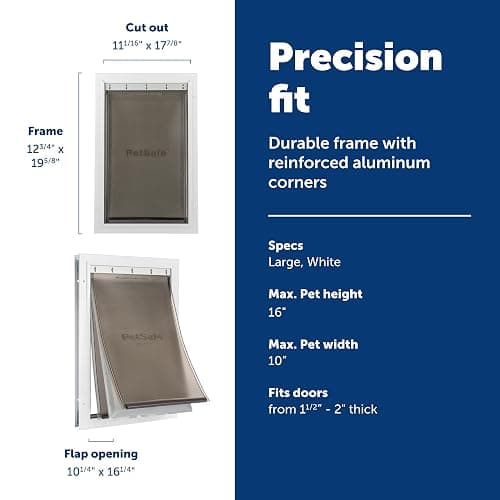 PetSafe Extreme Weather Aluminum Pet Door - Energy-Saving Thermal Barrier Pet Flap with Slide-in Door Locking & Secure Flap Cover - for Dogs Up to 100 lb - Large thumbnail 2