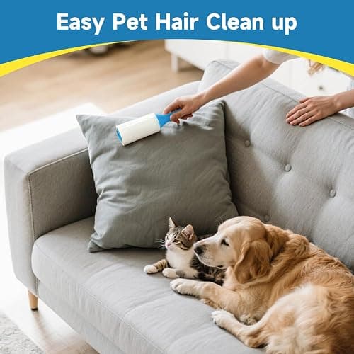 Swihauk 600 Sheets Extra Sticky Lint Rollers for Pet Hair, Easy Spiral Tear Lint Roller for Clothes with Ergonomic Handle, Multipurpose Lint Remover for Furniture, Carpet, Car Seat thumbnail 5