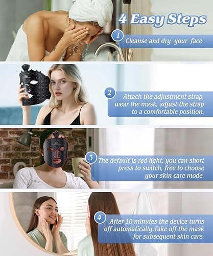 EVFOFO Red Light Therapy Mask for Face, 7 Colors LED Face Mask Light Therapy At Home, Led Face Mask Light Therapy, Black thumbnail 8