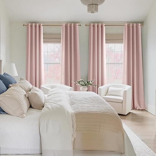 NICETOWN Blush Pink Blackout Curtains 63 Inches Long 2 Panels for Girls Room, Bedroom, Nursery Thermal Insulated Blackout Drapes Solid Grommet Noise Reducing Window Curtains, W40 thumbnail 8