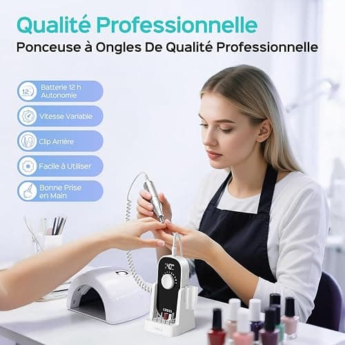 COSLUS E51 Ponceuse Pour Ongles Professionnelle: 40000 RPM Ensemble de Lime a Ongle Electrique 6 en 1 Pour Ongles en Gel et Ongles en Acrylique, Idéal Pour le Salon et La Maison Portable et Silencieux thumbnail 2