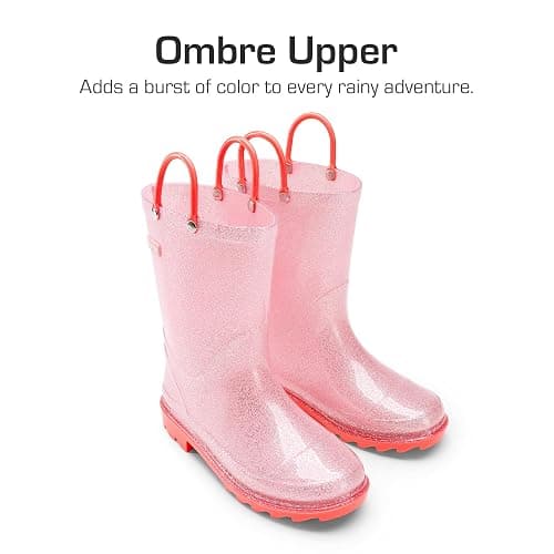 DREAM PAIRS Kids Rain Boots Glitter Boys Girls with Easy-on Handles Sparkly Waterproof Boots Outdoor Playing Rain Boots Unisex-Child thumbnail 2