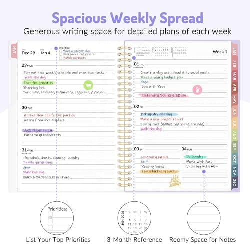 Forvencer Planner 2026-2027, 17 Month Weekly and Monthly Calendar Planner, Jan 2026 -May 2027, 6.3" x 8.4", Daily Agenda Book with Tabs, College Organizer Notebook, School Supplies for Student Teacher Classroom, A5, Black thumbnail 4