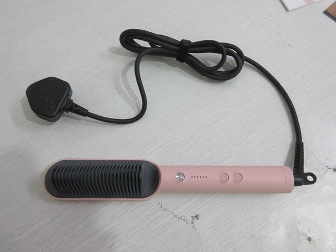 ⭐️⭐️⭐️Hair Straightener Brush, TYMO Ring Hair Straightener Comb Straightening Brush for Women with 5 Temps 20s Fast Heating & Dual Voltage, Pink thumbnail 8
