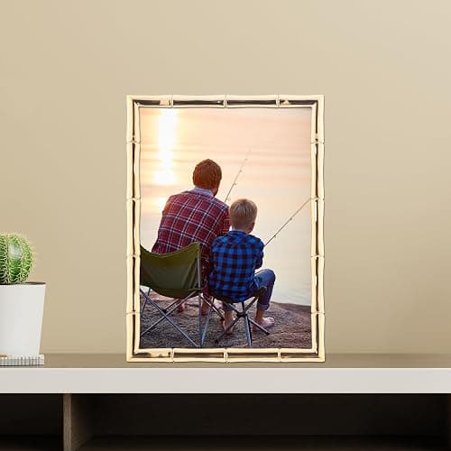 Lawrence Frames 5" W x 7" H Gold Metal Picture Frame with Bamboo Design (712257) thumbnail 2