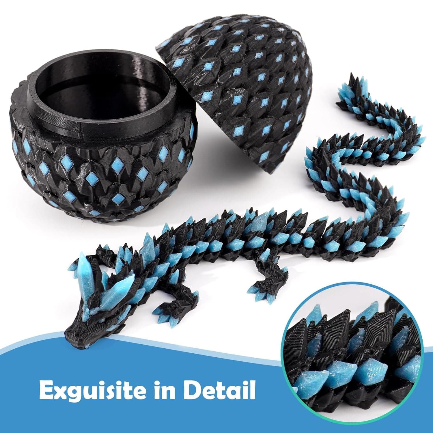 3D Printed Dragon Eggs Mystery Dragon Egg Articulated Animals Glow in The Dark Fidget Toy Crystal 3D Print Dinosaur Eggs for Kids Boys Girls Home Decor thumbnail 4