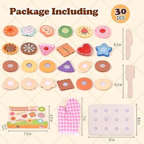 Wooderma Wooden Toys, Slice and Bake Cookie 30 Pcs, Wooden Play Food | Toy Kitchen Accessories, Tea Set for Toddlers, Role Play Toys for 3+ Year Old, Christmas, Birthday, Festival Gift thumbnail 3