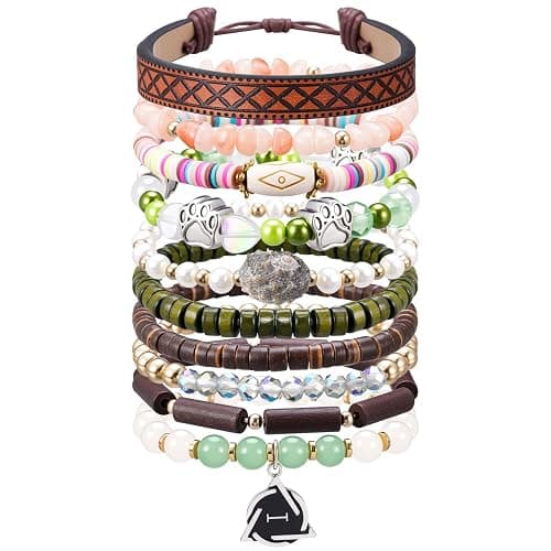 Nosiny 10pcs Therian Bracelets Fairy Grunge Stacking Leather Beaded Stretch Bracelet Therian Pride Symbol Accessory Gift - Image 1