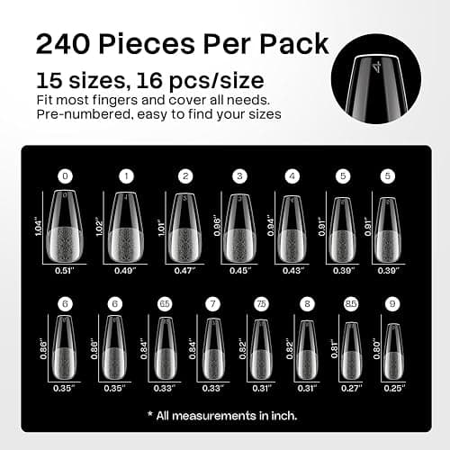 SINZSUE Medium Coffin Soft Gel Nail Tips - 240Pcs 15 Sizes Pre-Buffed Matte Full Cover False Nails, Soak Off Semi-Transparent Gel Tips for DIY Manicure thumbnail 7