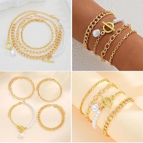 IFNODO 57pcs Gold Jewelry Set With 3 PCS Necklace, 12 PCS Bracelet,20pcs Hoop Stud Earrings,22pcs rings set For Women For Birthday Gifts thumbnail 5