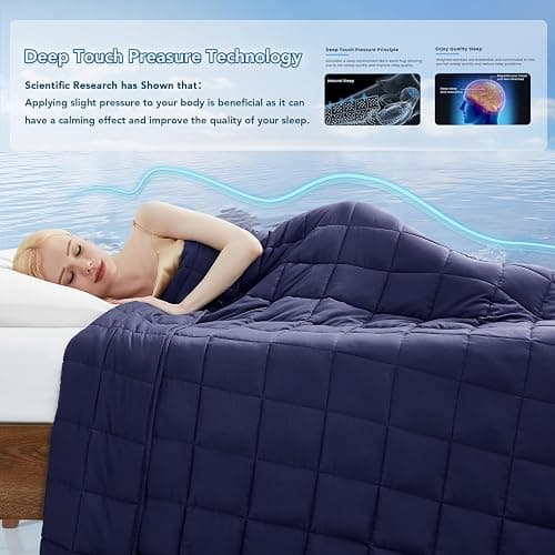 Topcee Weighted Blanket for Adults (20 lbs, 48" x 72") Twin Size Soft Cooling Heavy Blanket Sleeping, Apply to 130-160 lbs Body, Thick Breathable Blanket with Glass Bead, Easy Care thumbnail 4