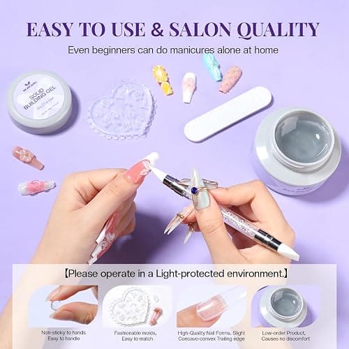 Morovan Solid Builder Nail Gel: 60g Large Capacity Nail Builder Gel for 3D Sculpting Non-Sticky Hard Gels for Nails Extension Carving Soak Off UV LED Salon Home DlY thumbnail 4