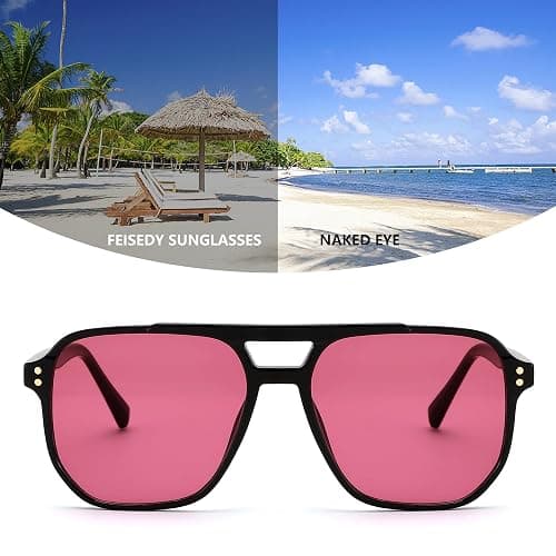 FEISEDY Retro Square Aviator Sunglasses Women Men 70s Vintage Trendy Plastic Frame Sun Glasses B2835 thumbnail 6