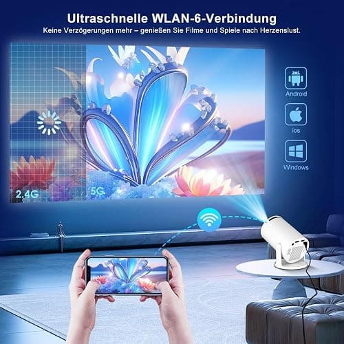 HY300PRO+ Smart 4K Projector WiFi Bluetooth, Salange Mini Projector Android 11.0,Short Throw Projector 1080P HD, Auto Keystone Correction, Outdoor Movie Projector Portable (Gray-white) thumbnail 4