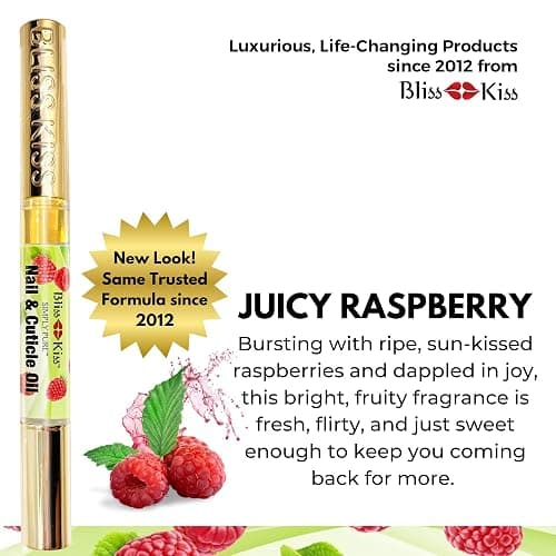 Bliss Kiss | 1 Juicy Raspberry Fragrance | Nail Oil Cuticle Pen w/Vitamin E & Jojoba⏤Nail Strengthener Nail Growth Serum for Brittle Peeling Breaking Thin Nails thumbnail 3