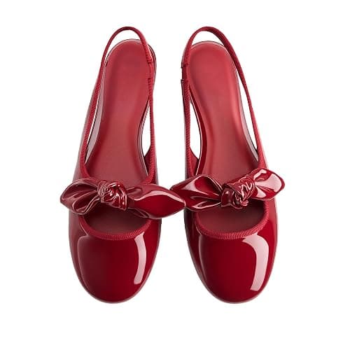 Feathos Women's Bow Ballet Flats Open Back Low Heel Dress Casual Shoes for Daily Outings and Outfits thumbnail 3