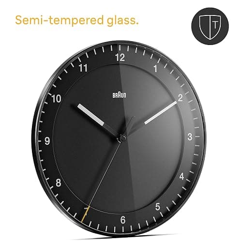 Braun Classic Large Analogue Wall Clock with Silent Sweep Movement, Easy to Read, 30cm Diameter in Black, Model BC17B. thumbnail 4