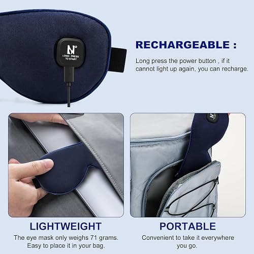 Aroma Season Heated Eye Mask, Moist Heat Eye Compress with Cordless Design, for Blepharitis and Dry Eyes Treatment (Navyblue) thumbnail 5