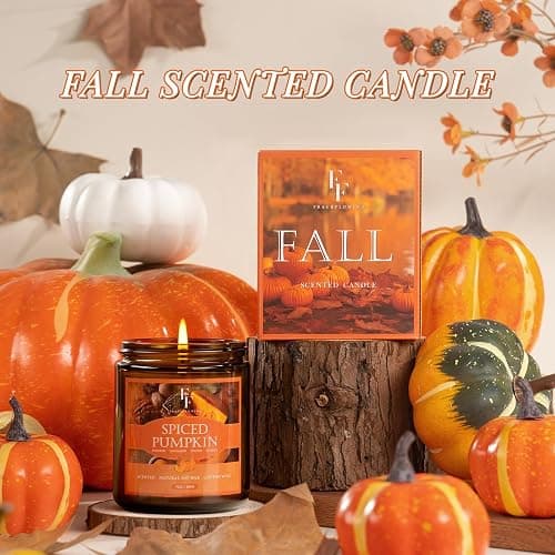 Fall Candle, Spiced Pumpkin Scented Candles for Home, Natural Soy Autumn Candle Aromatherapy Candle, 7 oz Jar Candles Fall Gifts for Women Men thumbnail 6