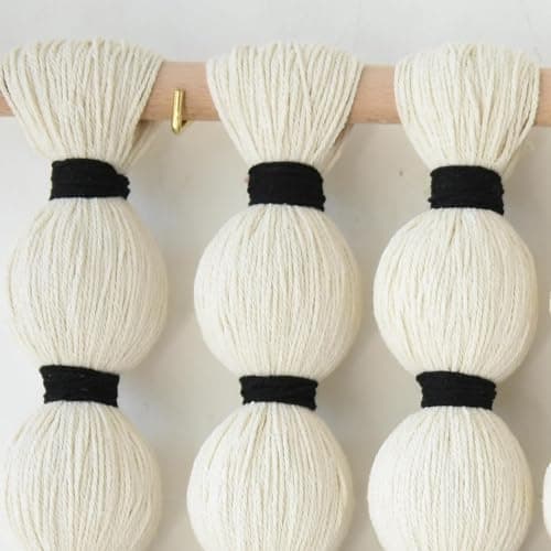 IOWER Macrame Wall Hanging Boho Wall Decor Sphericity Cotton Textile Wall Hanging Art Fiber Yarn Art Handmade 27" Wx31 L Detachable Assembly - Beige Medium thumbnail 6