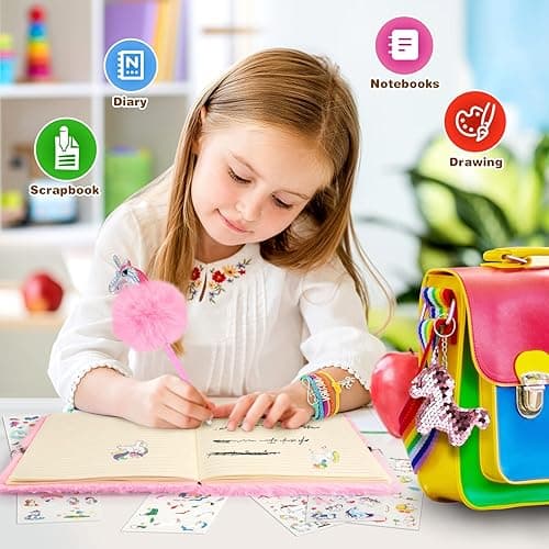 Gifts for 4-12 Year Old Girls, Luckades Unicorn Toys Diary with Lock for Girls Age 4-12 Educational Toys Unicorn Journal Notebook Unicorn Gifts for Girls Age 4-12 - Unicorn Diary thumbnail 3