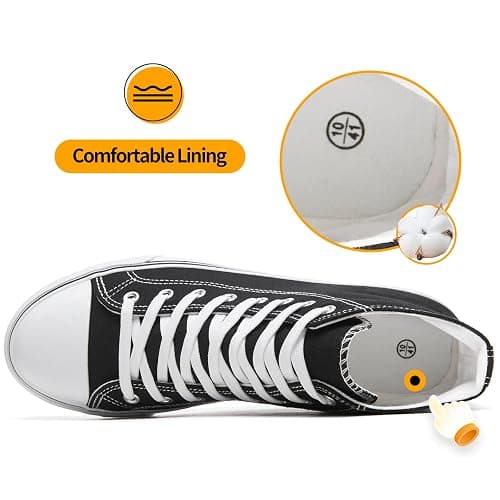 ZGR Men's High Top Canvas Sneakers Lace Up Classic Casual Walking Shoes | Breathable canvas upper,non-slip rubber outsole,high-top lace-up,classic casual style,for walking,tennis,travel,sports thumbnail 5