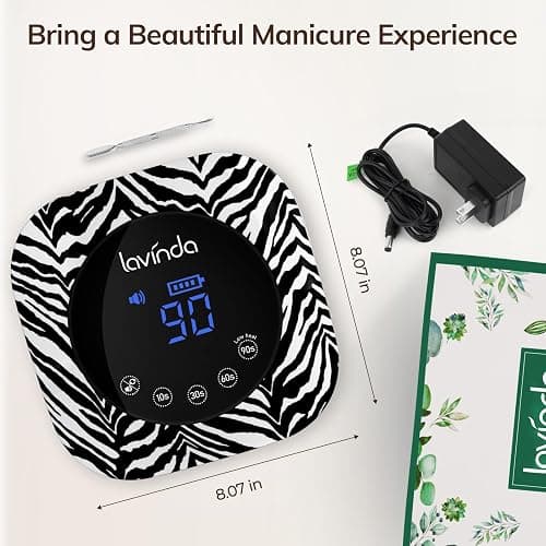 Lavinda UV Light for Gel Nails 54W UV Nail Lamp Cordless Rechargeable Nail Light with 4 Timer, 2X Faster Nail Polish Curing Lamp Nail Dryer for Salon Use-Zebra Pattern thumbnail 7
