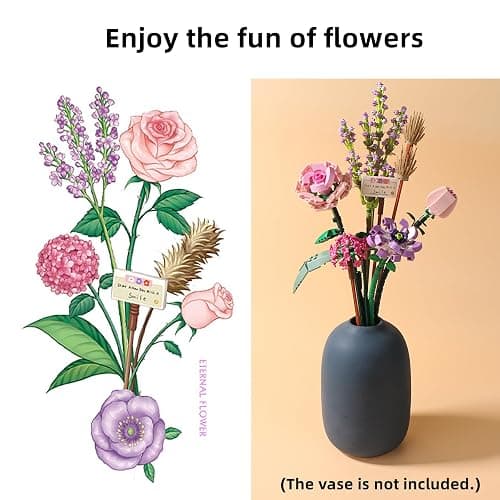 ZIYOSTAR Mini Bricks Flower Bouquet Building Sets, DIY Unique Decoration Home, 547 PCS Artificial Flowers for Ages 8-12 Years Old Girl for Gift, Adults thumbnail 3