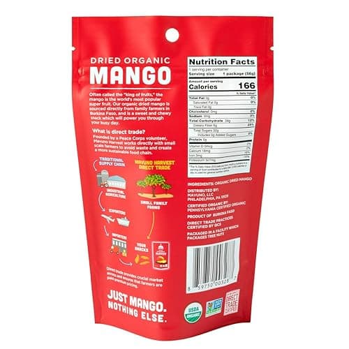 Mavuno Harvest Mango Dried Fruit Snacks | Unsweetened Organic Dried Mango Slices | Gluten Free Healthy Snacks for Kids and Adults | Vegan, Non GMO, Direct Trade | 2 Ounce, Pack of 3 thumbnail 5